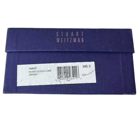 Stuart Weitzman Heels Tarot Silver Glazed Lame Leather Pumps Women's Size 6.5 - Picture 5 of 11